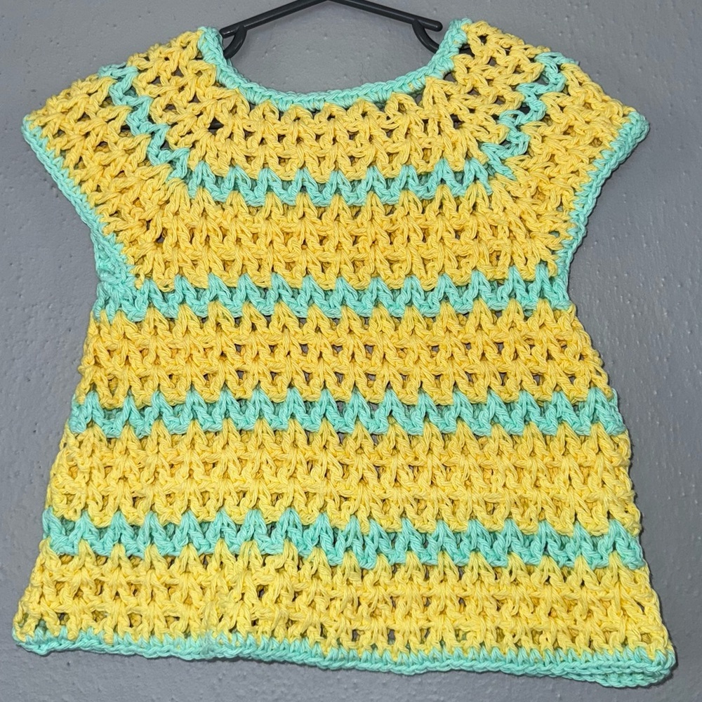 Handmade Yellow and green kids Crochet Top 2-4 years